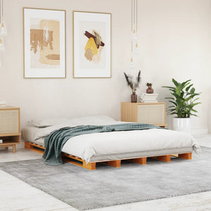 Palettenbett 140x200 cm Kiefer Massivholz Braun