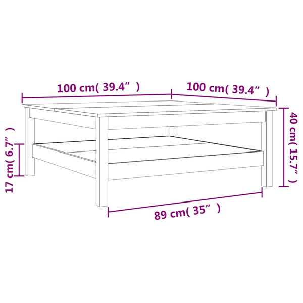 Couchtisch Kiefer Massivholz 100x100 cm