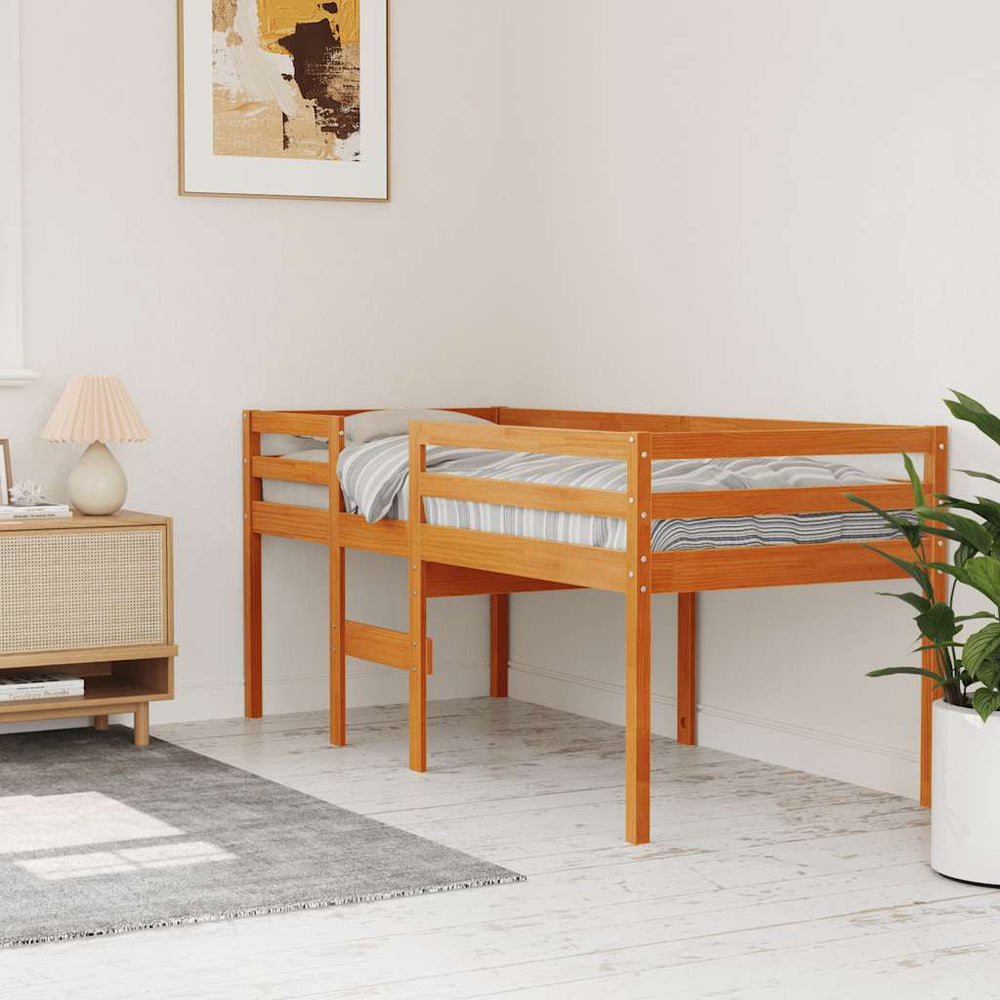 Hochbett 80x200 cm Kiefer Massivholz Wachsbraun