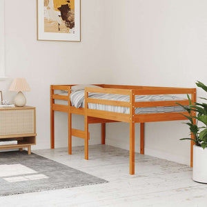 Hochbett 80x200 cm Kiefer Massivholz Wachsbraun