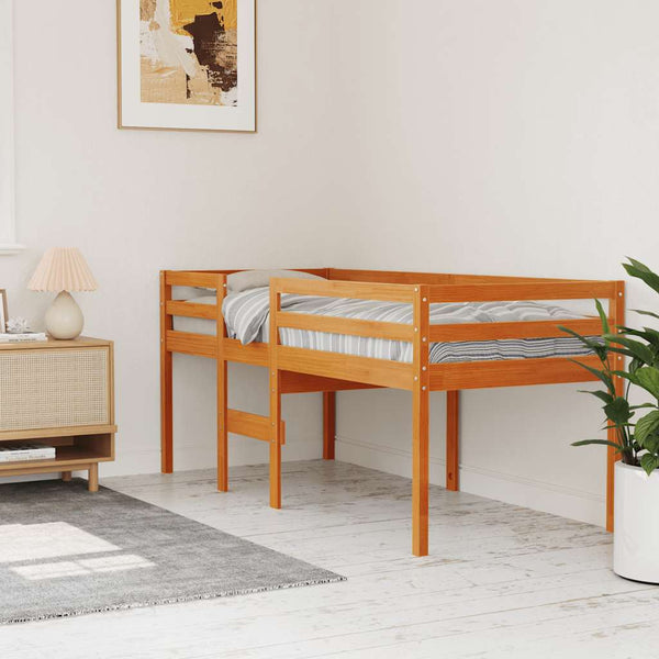 Hochbett 80x200 cm Kiefer Massivholz Wachsbraun