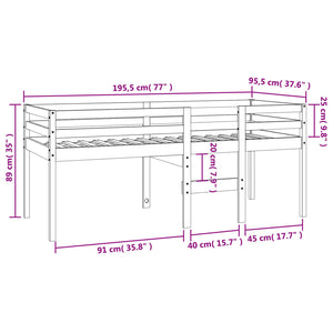 Hochbett Kiefer 90x190 cm Wachsbraun