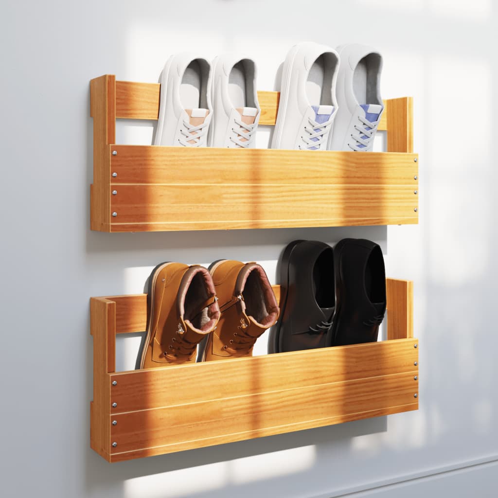 Wand Schuhregal Holz, 2er Set