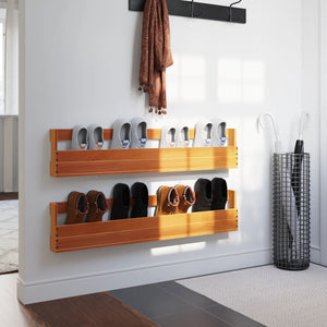 Wand Schuhregale Massivholz, 2er Set