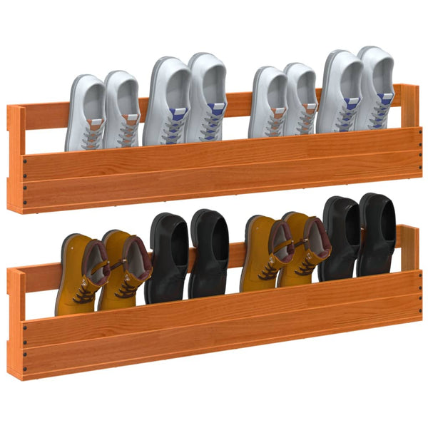 Wand Schuhregale Massivholz, 2er Set