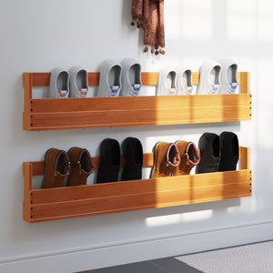 Wand Schuhregale Massivholz, 2er Set