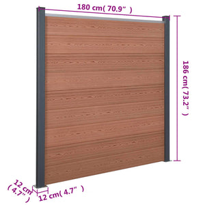 WPC Zaunelement Set Braun 180x186 cm
