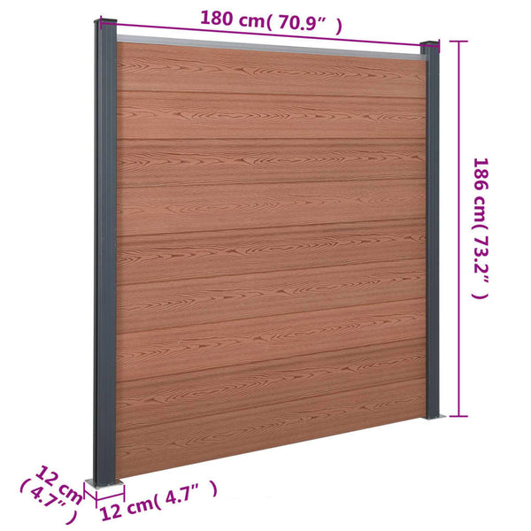 WPC Zaunelement Set Braun 180x186 cm