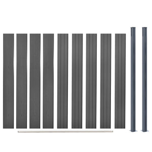 WPC Zaunelement Set Grau 180x186 cm