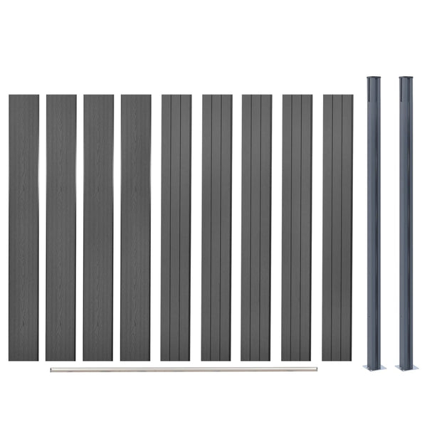 WPC Zaunelement Set Grau 180x186 cm