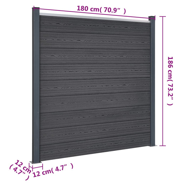 WPC Zaunelement Set Grau 180x186 cm
