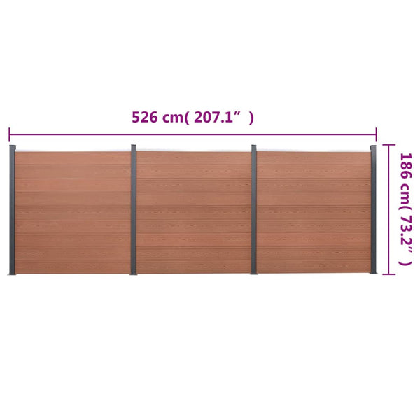 WPC Zaunelement-Set Braun 526x186 cm