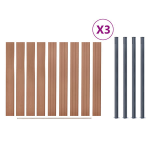 WPC Zaunelement-Set Braun 526x186 cm