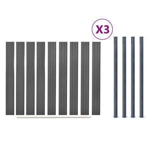 WPC Zaunelement Set Grau 526x186 cm
