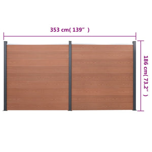 WPC Zaunelement Set Braun 353x186 cm