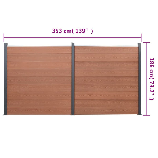 WPC Zaunelement Set Braun 353x186 cm