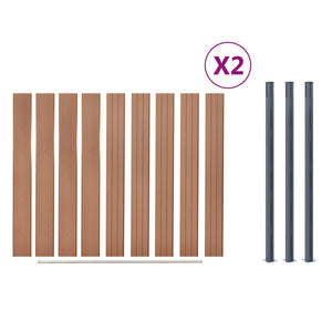 WPC Zaunelement Set Braun 353x186 cm