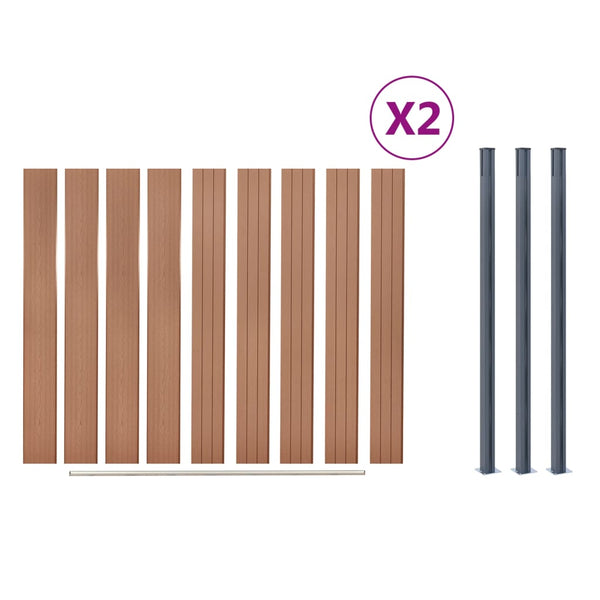 WPC Zaunelement Set Braun 353x186 cm