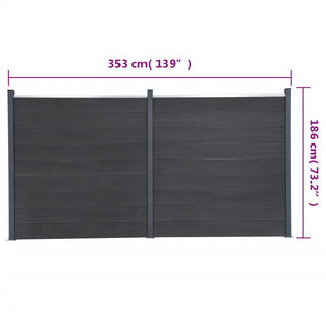 WPC Zaunelement Set Grau 353x186 cm