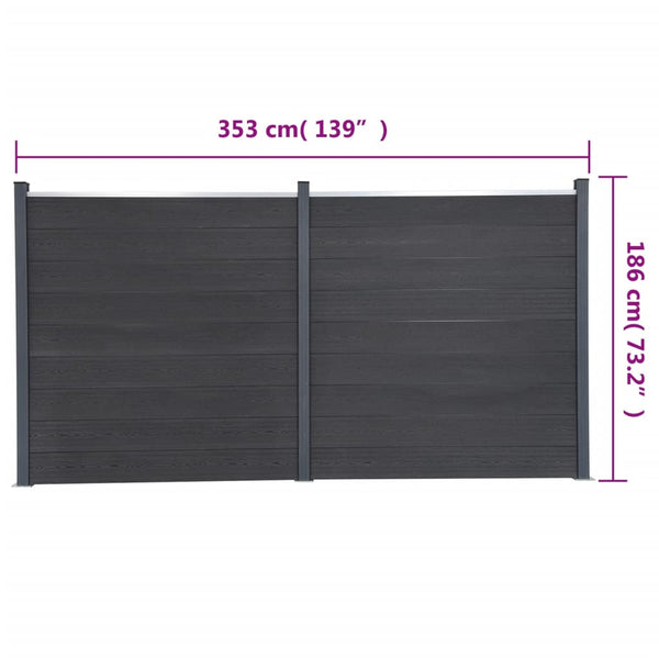 WPC Zaunelement Set Grau 353x186 cm