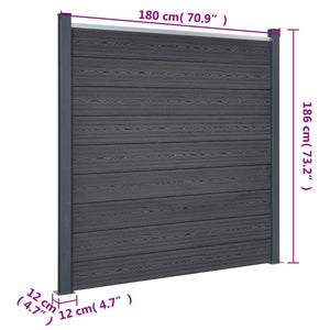 WPC Zaunelement Set Grau 353x186 cm
