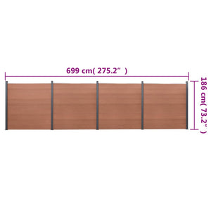 WPC Zaunelement-Set Braun 699x186 cm