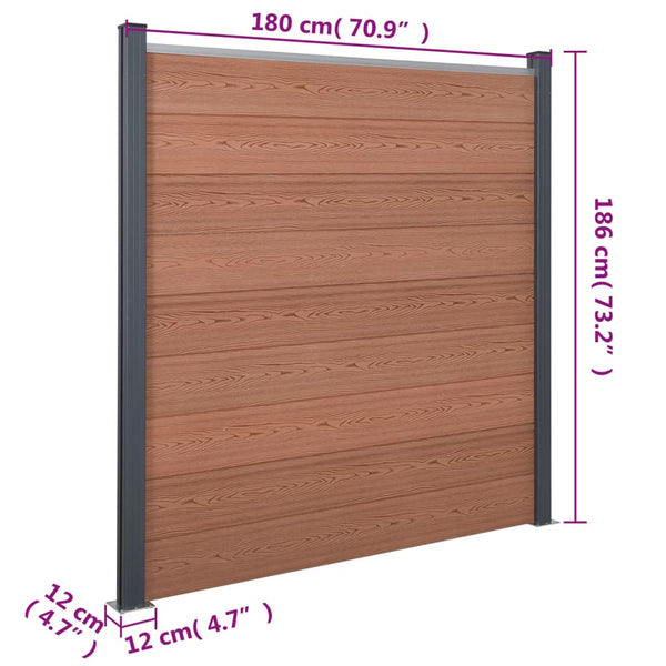 WPC Zaunelement-Set Braun 699x186 cm