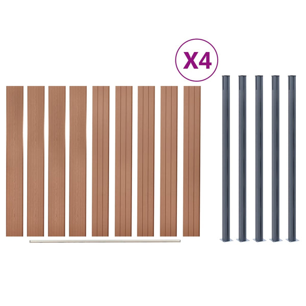 WPC Zaunelement-Set Braun 699x186 cm