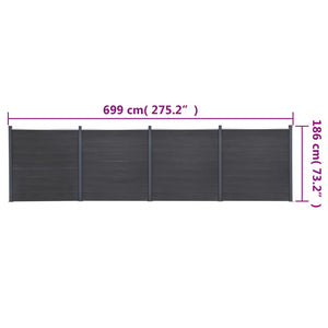 WPC Zaunelement-Set Grau 699x186 cm