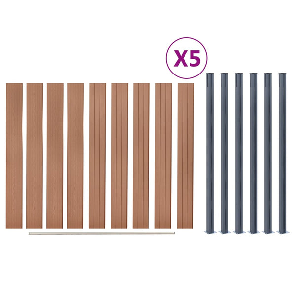 WPC Zaunelement-Set Braun, 872x186 cm