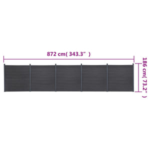 WPC Zaunelement Set Grau 872x186 cm
