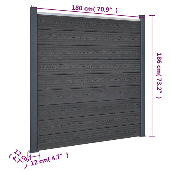 WPC Zaunelement Set Grau 872x186 cm
