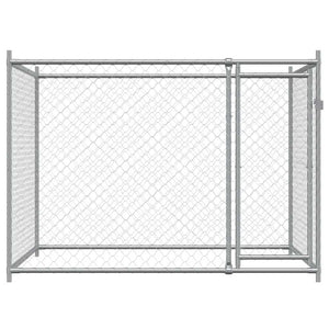 Hundezwinger mit Tür Grau 2x2x1,5 m Verzinkter Stahl