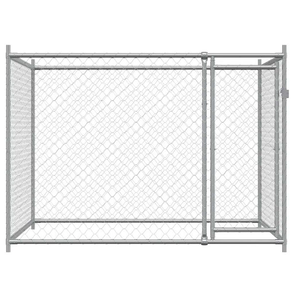 Hundezwinger mit Tür Grau 2x2x1,5 m Verzinkter Stahl