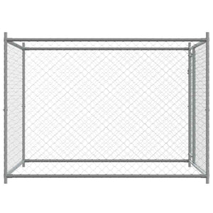 Hundezwinger mit Tür Grau 2x2x1,5 m Verzinkter Stahl