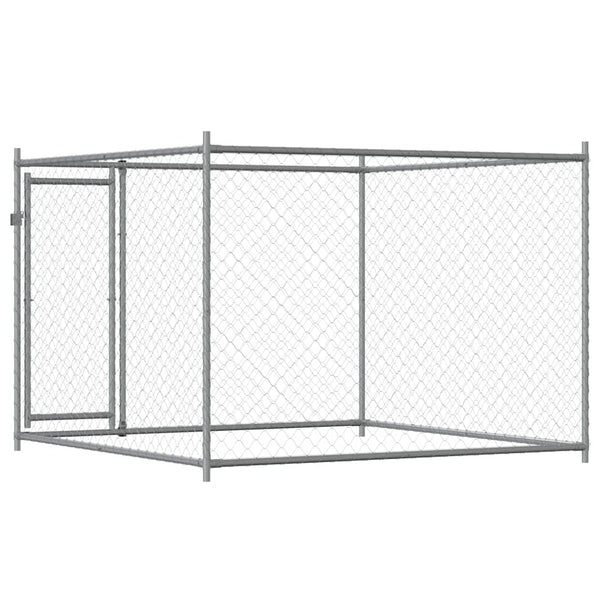 Hundezwinger mit Tür Grau 2x2x1,5 m Verzinkter Stahl