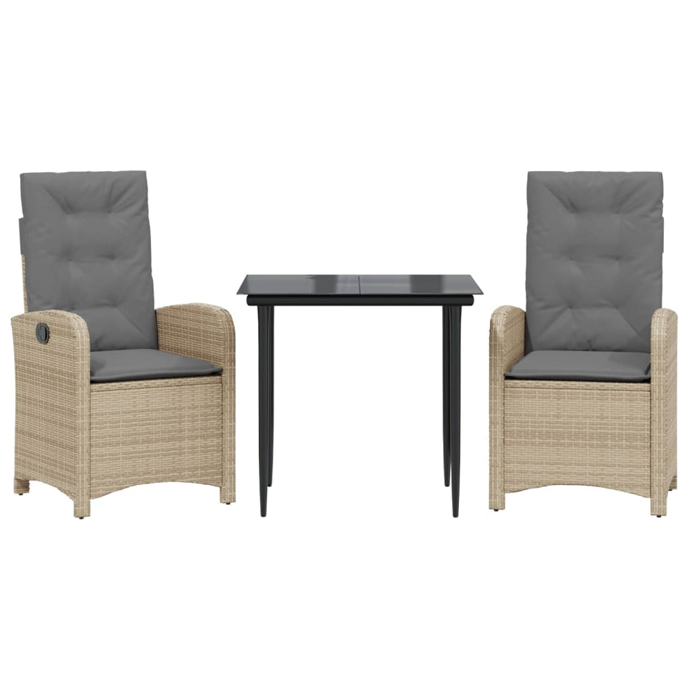vidaXL Ensemble de salle à manger de jardin 3 pcs avec coussins en résine tressée mélangée beige