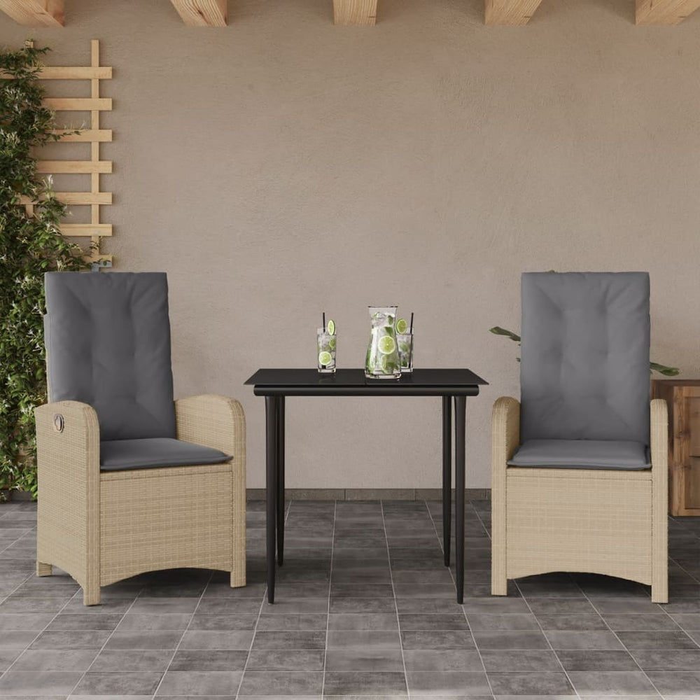 vidaXL Ensemble de salle à manger de jardin 3 pcs avec coussins en résine tressée mélangée beige