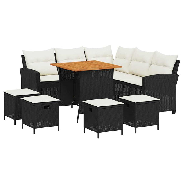 vidaXL Salon de jardin 6 pcs avec coussins en résine tressée noire forme en L