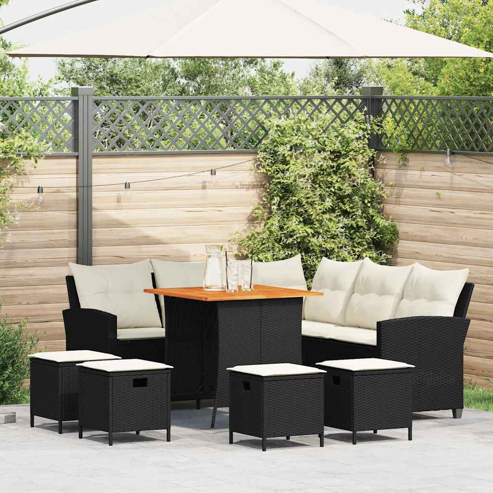 vidaXL Salon de jardin 6 pcs avec coussins en résine tressée noire forme en L