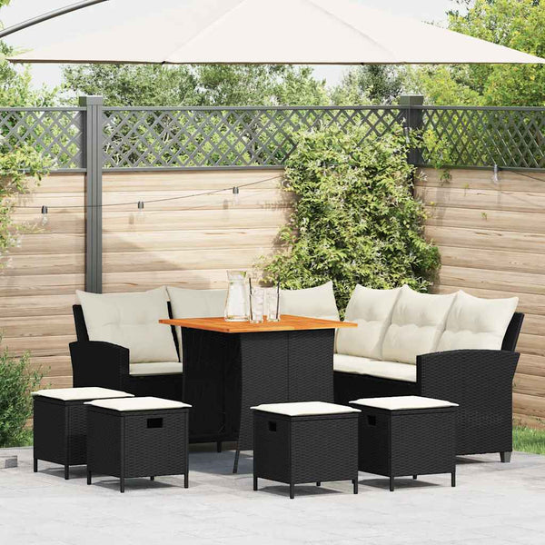 vidaXL Salon de jardin 6 pcs avec coussins en résine tressée noire forme en L