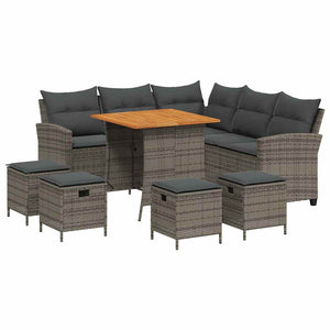 vidaXL Salon de jardin 6 pcs avec coussins en résine tressée en forme de L gris