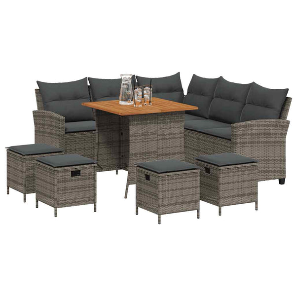 vidaXL Salon de jardin 6 pcs avec coussins en résine tressée en forme de L gris
