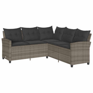 vidaXL Salon de jardin 6 pcs avec coussins en résine tressée en forme de L gris