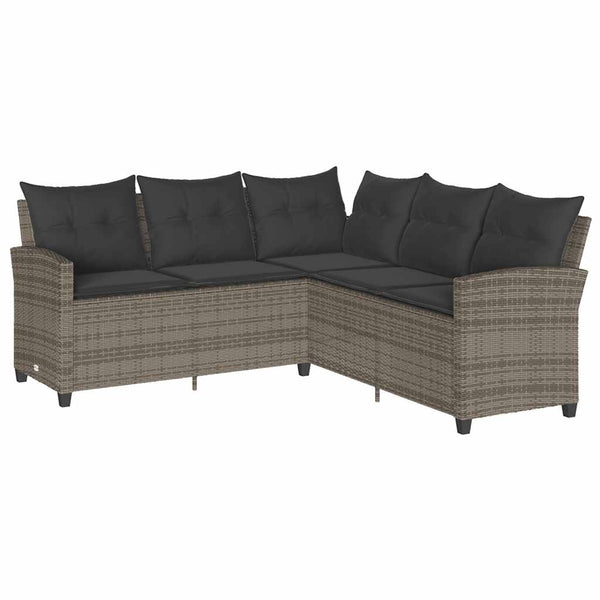 vidaXL Salon de jardin 6 pcs avec coussins en résine tressée en forme de L gris