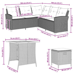 vidaXL Salon de jardin 6 pcs avec coussins en résine tressée en forme de L gris
