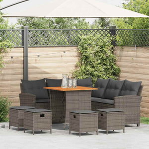 vidaXL Salon de jardin 6 pcs avec coussins en résine tressée en forme de L gris