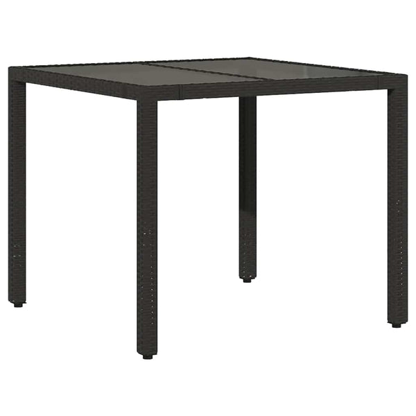Schwarzer Gartentisch mit Glasplatte 90x90 cm