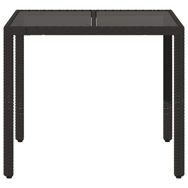 Schwarzer Gartentisch mit Glasplatte 90x90 cm