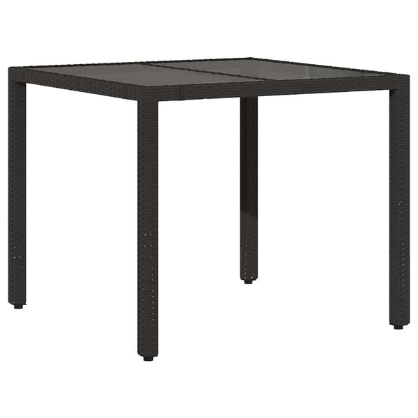 Schwarzer Gartentisch mit Glasplatte 90x90 cm